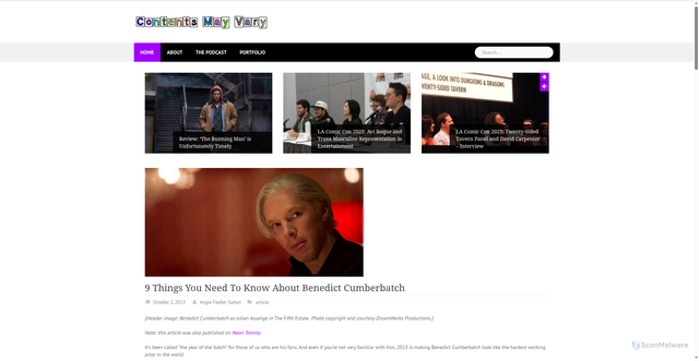 Security scan screenshot of https://angiefsutton.com/9-things-you-need-to-know-about-benedict-cumberbatch/