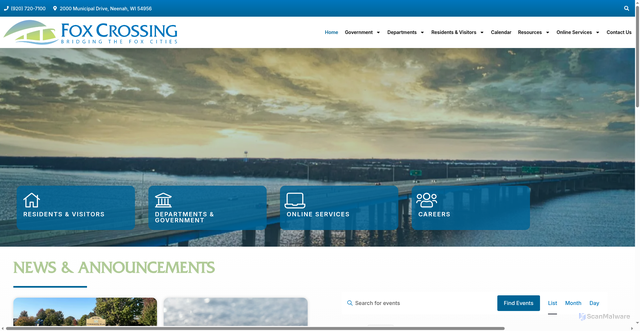 Security scan screenshot of https://foxcrossingwi.gov/