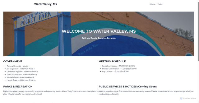 Security scan screenshot of https://watervalleyms.gov/