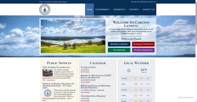 Security scan screenshot of https://www.carltonlandingok.gov/