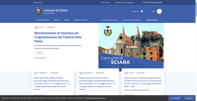 Security scan screenshot of https://www.comune.sciara.pa.it