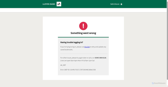 Security scan screenshot of https://secure.lloydsbank.co.uk