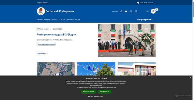 Security scan screenshot of https://www.comune.portogruaro.ve.it