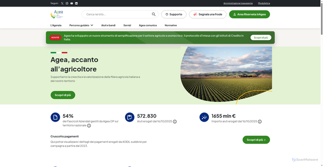 Security scan screenshot of https://www.agea.gov.it/portale-agea/