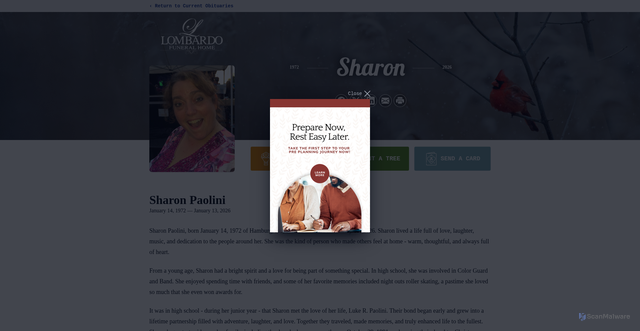 Security scan screenshot of https://www.lombardofuneralhome.com/obituaries/sharon-paolini