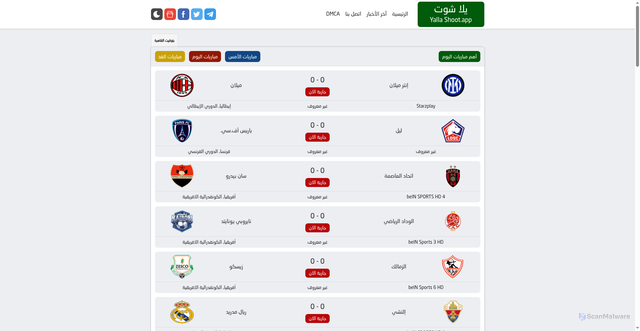 Security scan screenshot of https://yalla-shoot.app/