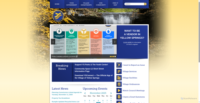 Security scan screenshot of https://www.yellowsprings.gov/