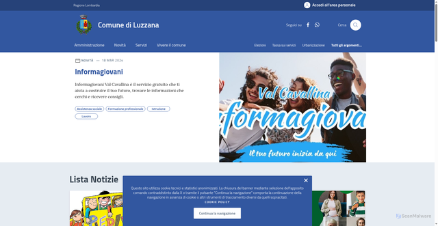 Security scan screenshot of https://comune.luzzana.bg.it/