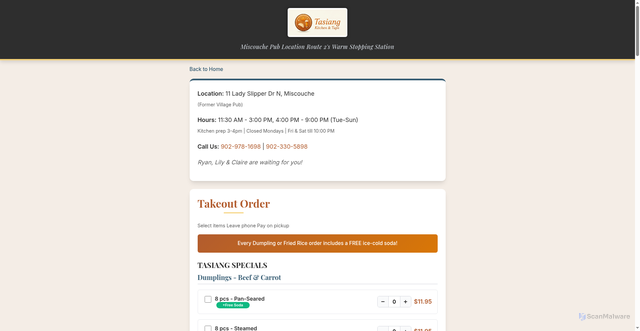 Security scan screenshot of https://tasiang-website.pages.dev/order