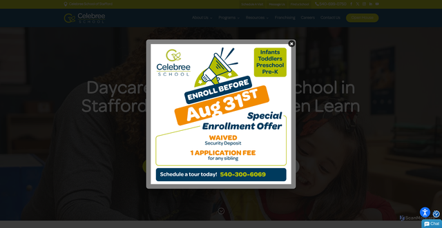 Security scan screenshot of https://www.celebree.com/stafford-va/