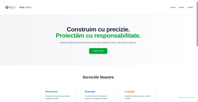 Security scan screenshot of http://civiltech.ro/