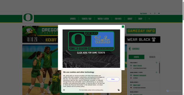 Security scan screenshot of https://goducks.com