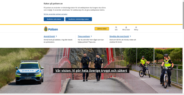 Security scan screenshot of https://polisen.se/
