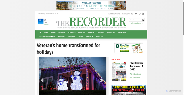 Security scan screenshot of http://www.pontevedrarecorder.com/stories/untitiled,158106
