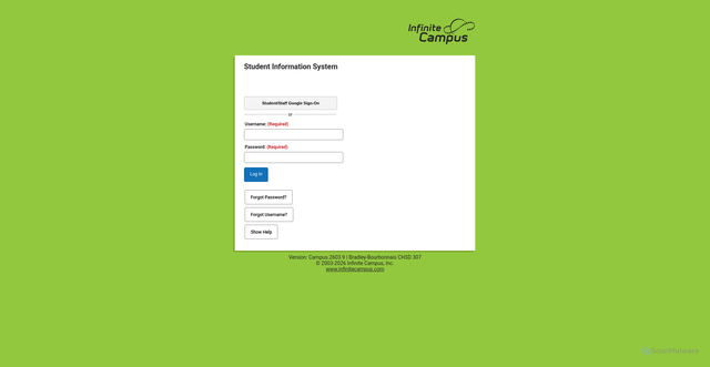 Security scan screenshot of https://bradleyil.infinitecampus.org