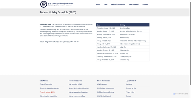Security scan screenshot of https://www.contractoradministration.com/schedule/