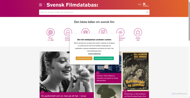 Security scan screenshot of https://svenskfilmdatabas.se