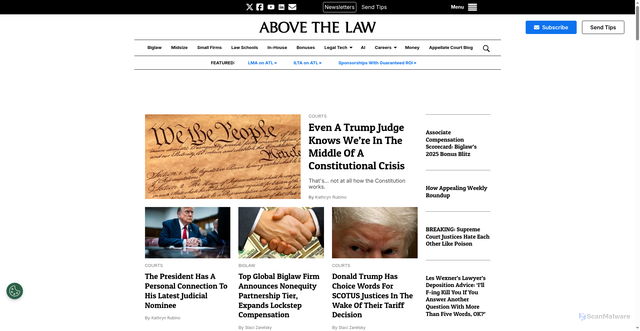 Security scan screenshot of https://abovethelaw.com
