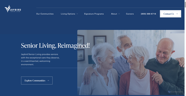 Security scan screenshot of http://jaybirdseniorliving16.biz/