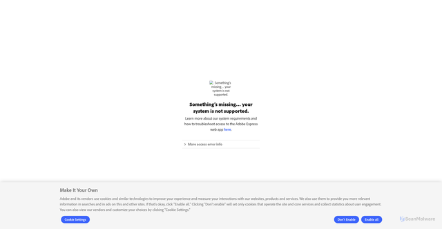 Security scan screenshot of https://new.express.adobe.com/webpage/SsV7g5HaZEFxw
