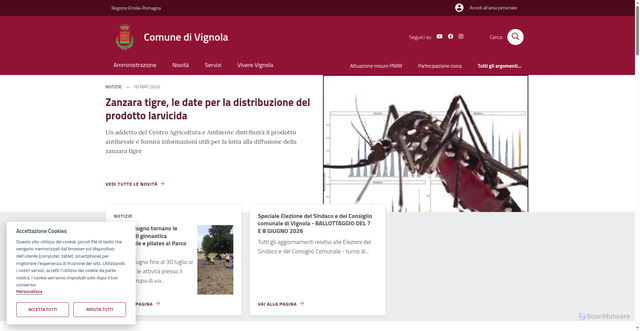 Security scan screenshot of https://www.comune.vignola.mo.it/