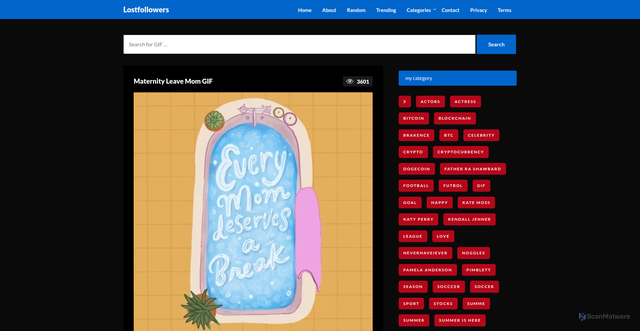 Security scan screenshot of https://infinitecraftonline.com/maternity-leave-mom-gif/