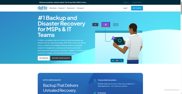 Security scan screenshot of https://update.datto.com