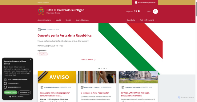 Security scan screenshot of https://www.comune.palazzolosulloglio.bs.it