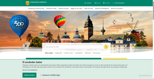 Security scan screenshot of https://www.strangnas.se/