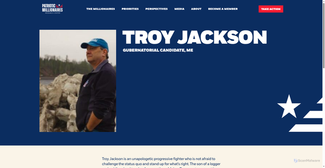Security scan screenshot of https://patrioticmillionaires.org/people/troy-jackson/
