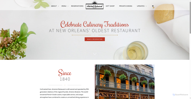 Security scan screenshot of https://antoines.com/