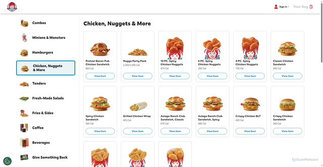 Security scan screenshot of https://m-wendys.app.link/gm-nuggs-web-internal