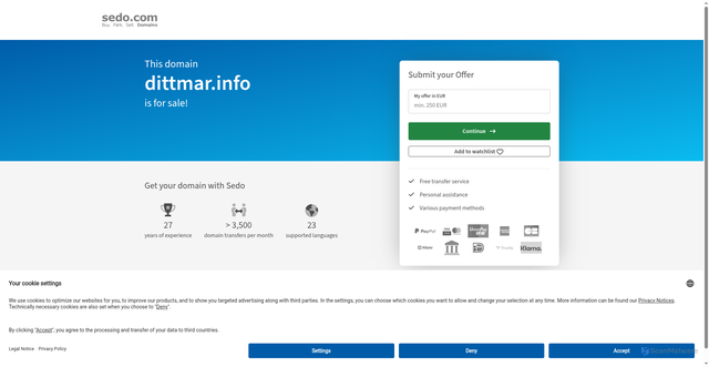 Security scan screenshot of http://dittmar.info/