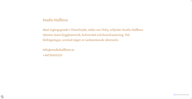 Security scan screenshot of https://studiohallbros.se