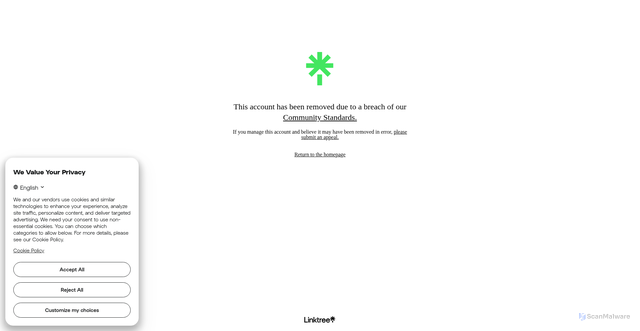 Security scan screenshot of https://linktr.ee/Petrolamman