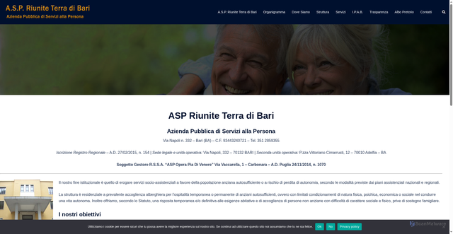 Security scan screenshot of https://www.aspriuniteterradibari.it/