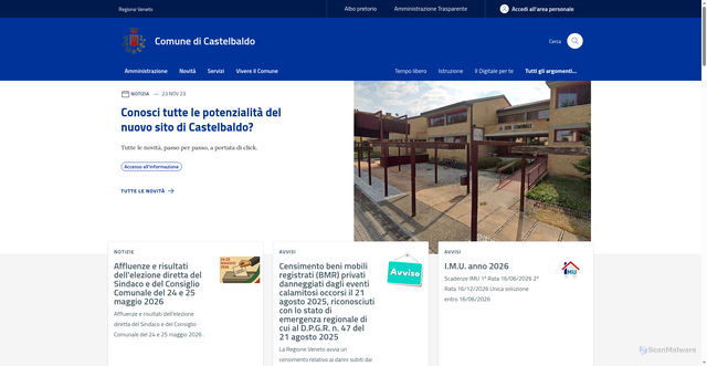Security scan screenshot of https://www.comune.castelbaldo.pd.it