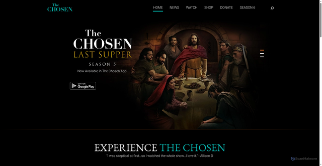 Security scan screenshot of https://thechosen.tv