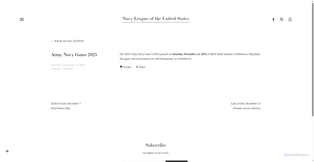 Security scan screenshot of https://navyleaguemn.org/event-calendar/army-navy-game-2025