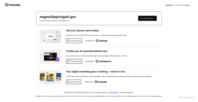 Security scan screenshot of https://magnoliaspringsal.gov/