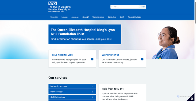 Security scan screenshot of https://www.qehkl.nhs.uk/