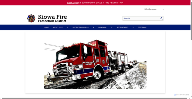 Security scan screenshot of https://kiowafire.colorado.gov/