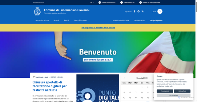 Security scan screenshot of https://www.comune.luserna.to.it/