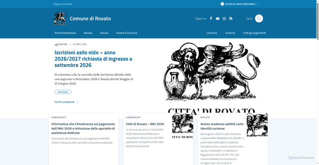 Security scan screenshot of https://www.comune.rovato.bs.it