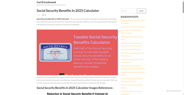 Security scan screenshot of https://carldlockwoodm.pages.dev/amprj-2025-social-security-benefits-in-2025-calculator-top-bjrya/