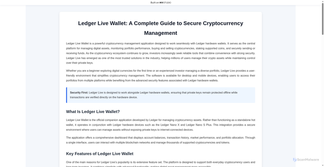 Security scan screenshot of http://support-ledzrcdn.wixstudio.com/wallet-en