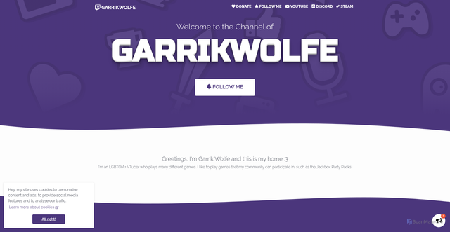 Security scan screenshot of https://garrikwolfe.com