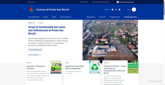 Security scan screenshot of https://www.comune.pontesannicolo.pd.it/