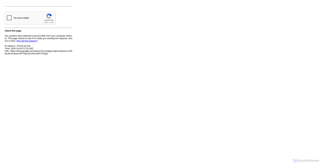 Security scan screenshot of https://www.google.com/search?q=sce&gl=us&hl=en&num=100&uule=en