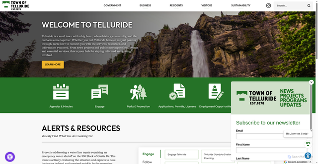 Security scan screenshot of https://telluride-co.gov/